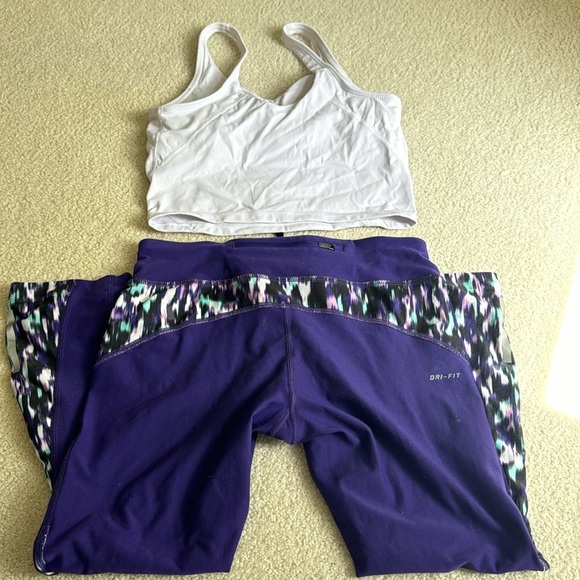 Nike Women's Purple Athletic Pants with a white tank top - Picture 6 of 6
